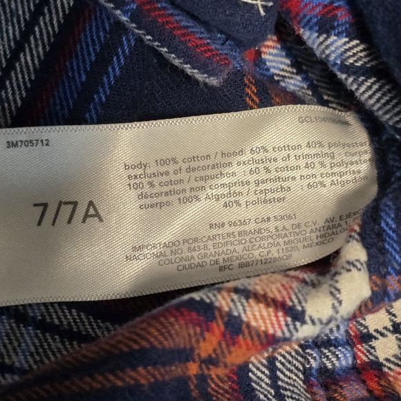 OshKosh Boys Size 7 Plaid Long Sleeve Button Down Hooded Flannel Shirt - Picture 11 of 11